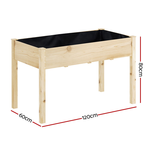 Green Fingers Garden Bed Elevated 120x60x80cm Wooden Planter Box Raised Container Greenfingers