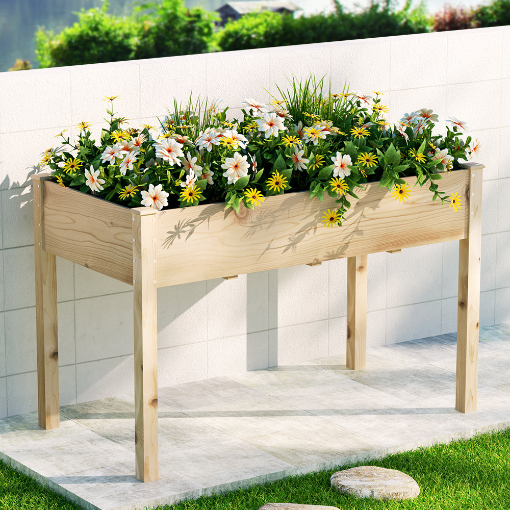 Green Fingers Garden Bed Elevated 120x60x80cm Wooden Planter Box Raised Container Greenfingers
