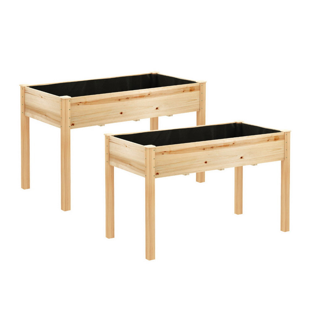 Green Fingers Raised Garden Bed 2x Elevated 120x60x80cm Wooden Planter Box Container Awezingly