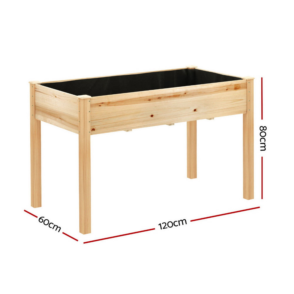 Green Fingers Raised Garden Bed 2x Elevated 120x60x80cm Wooden Planter Box Container Awezingly