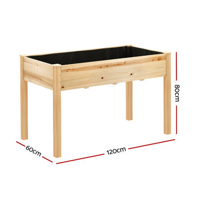 Green Fingers Raised Garden Bed 2x Elevated 120x60x80cm Wooden Planter Box Container