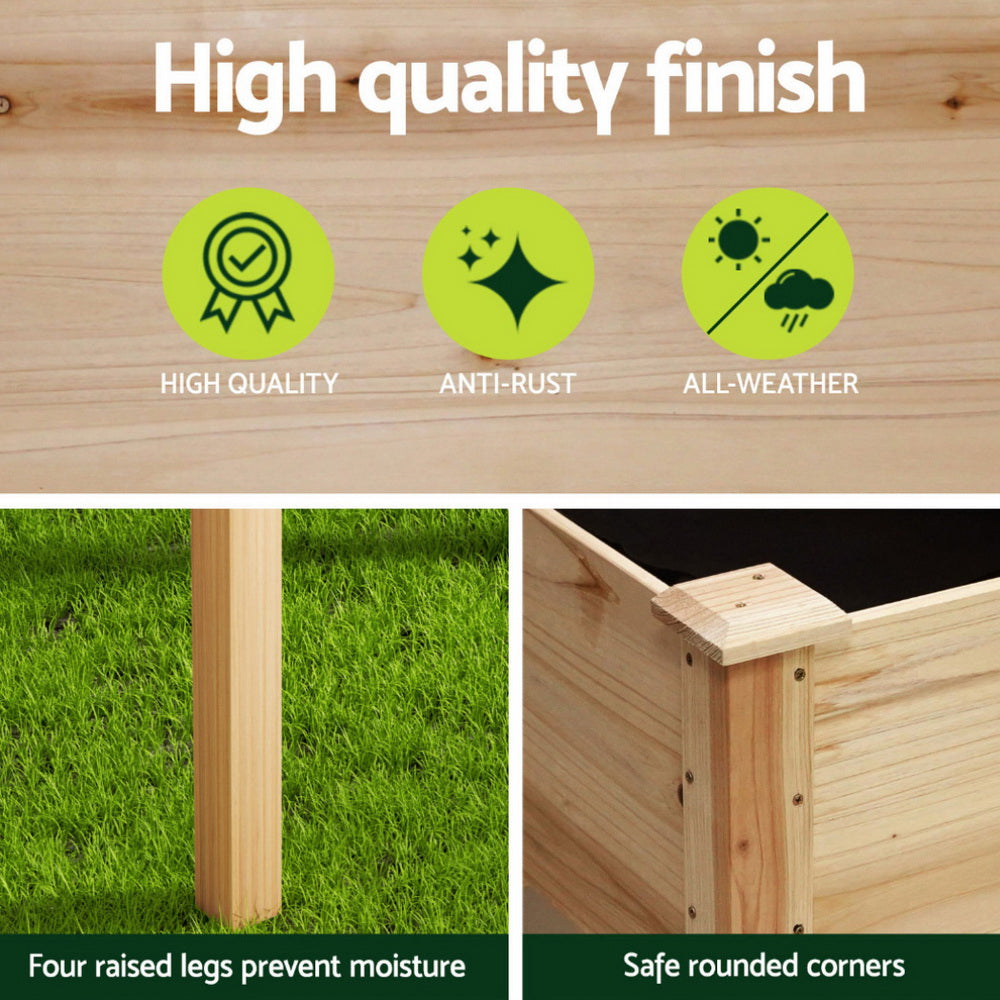 Green Fingers Raised Garden Bed 2x Elevated 120x60x80cm Wooden Planter Box Container Awezingly