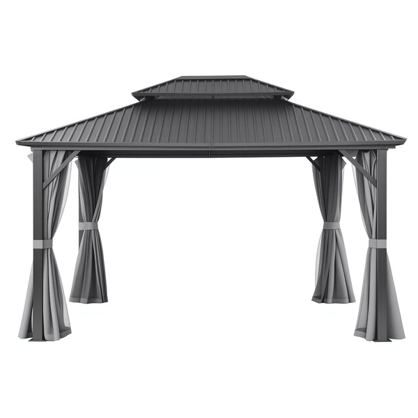 Instahut Gazebo 3x3.65m Canopy Outdoor Steel Frame Patio Tent Curtains Marquee Grey Awezingly