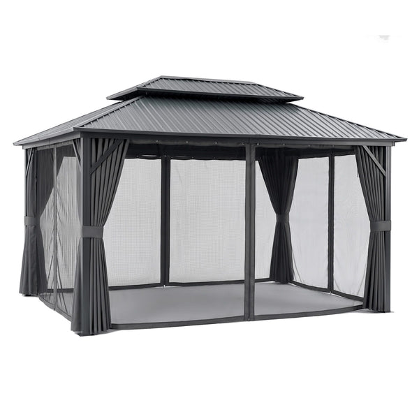 Instahut 3x4.25m Gazebo Hardtop Steel Roof Outdoor Pavilion Awezingly