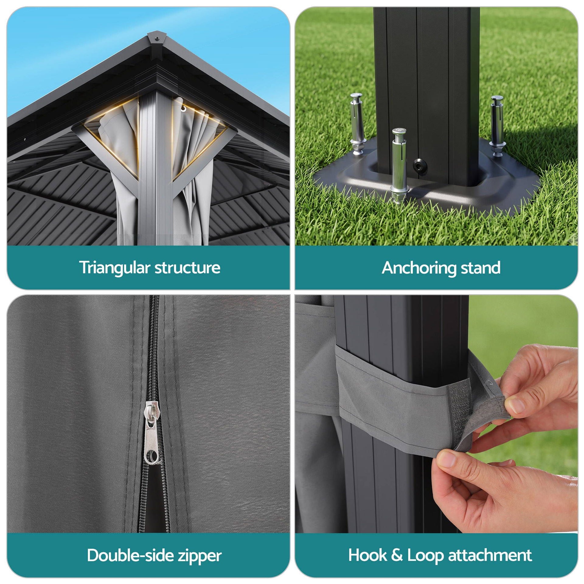 Instahut 3x4.25m Gazebo Hardtop Steel Roof Outdoor Pavilion Awezingly