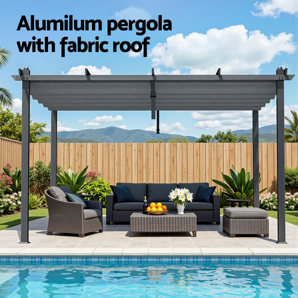 Instahut Gazebo Outdoor Garden Pergola Aluminium Frame Adjustable Canopy 3x4m Grey Awezingly