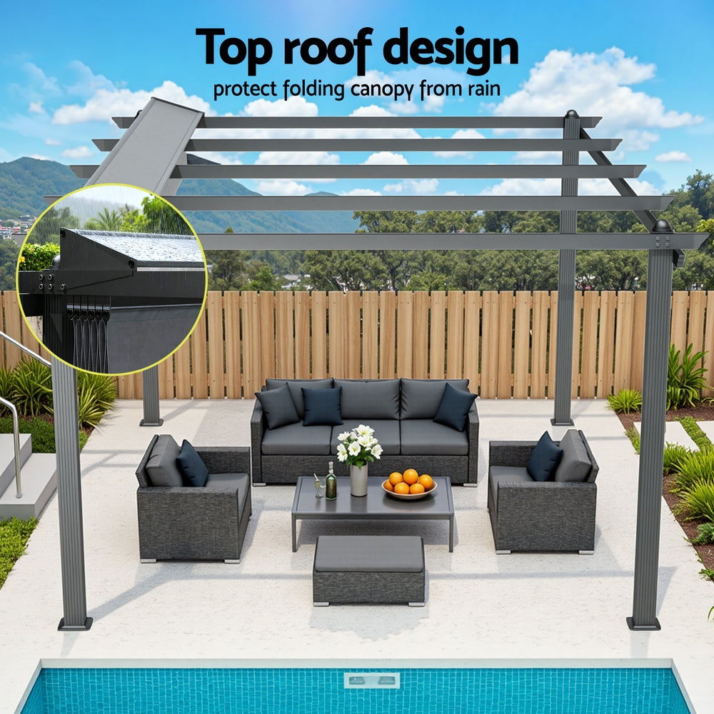 Instahut Gazebo Outdoor Garden Pergola Aluminium Frame Adjustable Canopy 3x4m Grey Awezingly