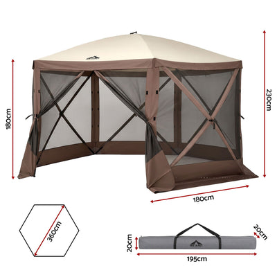 Instahut Gazebo Pop Up Tent 3.6x3.6m Outdoor Marquee Camping Screen w/Curtain Net