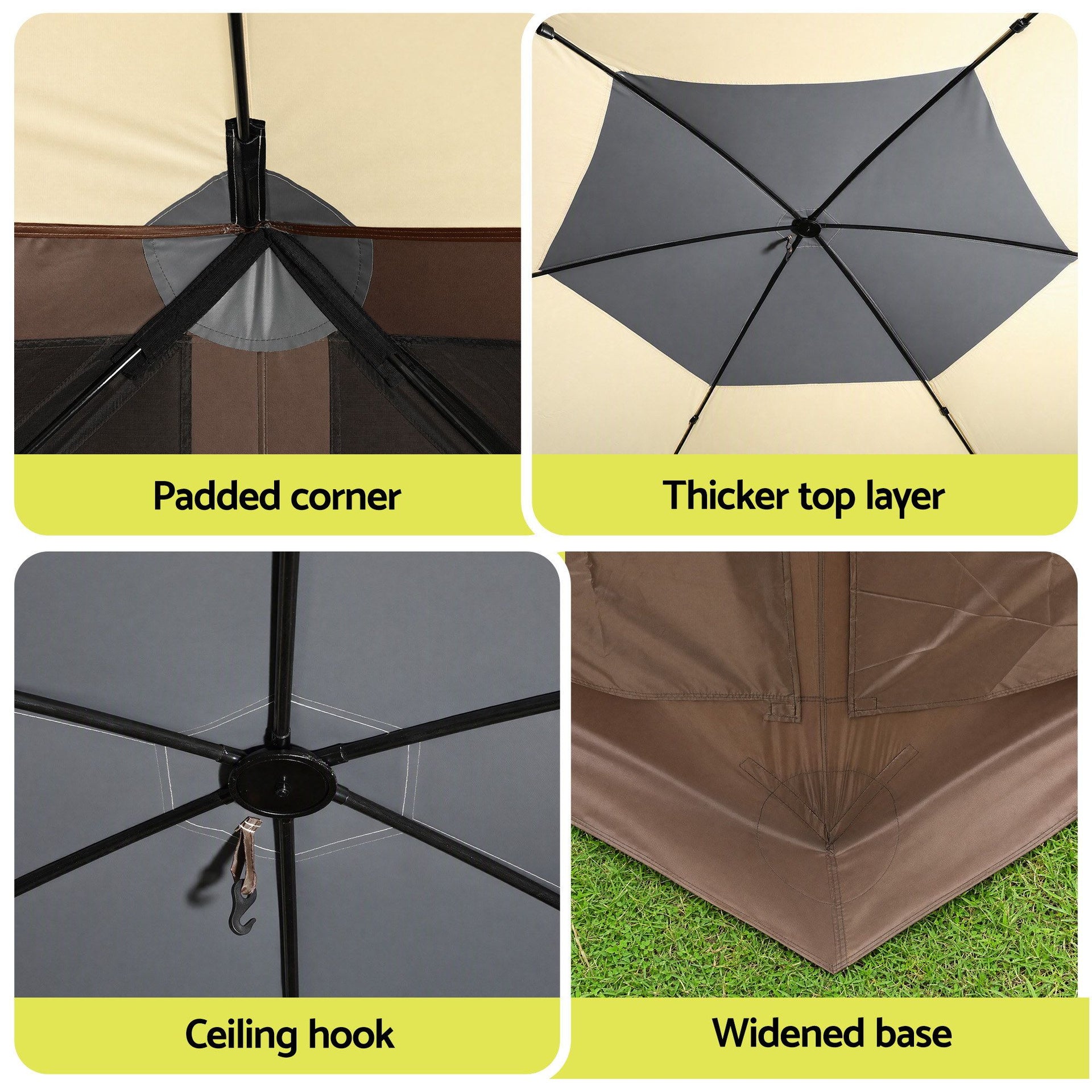 Instahut Gazebo Pop Up Tent 3.6x3.6m Outdoor Marquee Camping Screen w/Curtain Net Awezingly