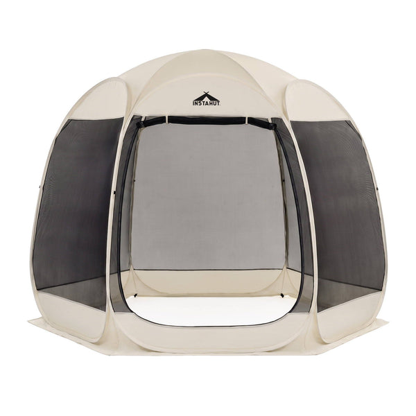 Instahut Gazebo Pop Up Tent 2.7x1.35m Outdoor Marquee Camping Screen 6 Sided Awezingly