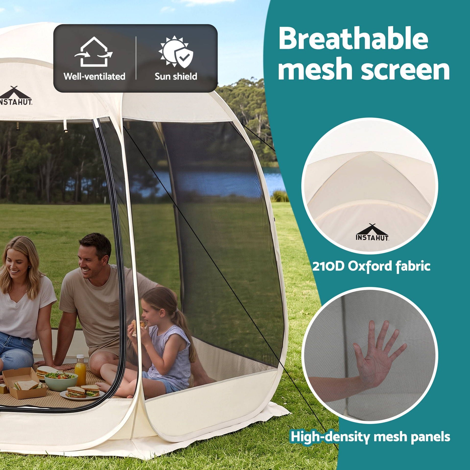 Instahut Gazebo Pop Up Tent 2.7x1.35m Outdoor Marquee Camping Screen 6 Sided Awezingly