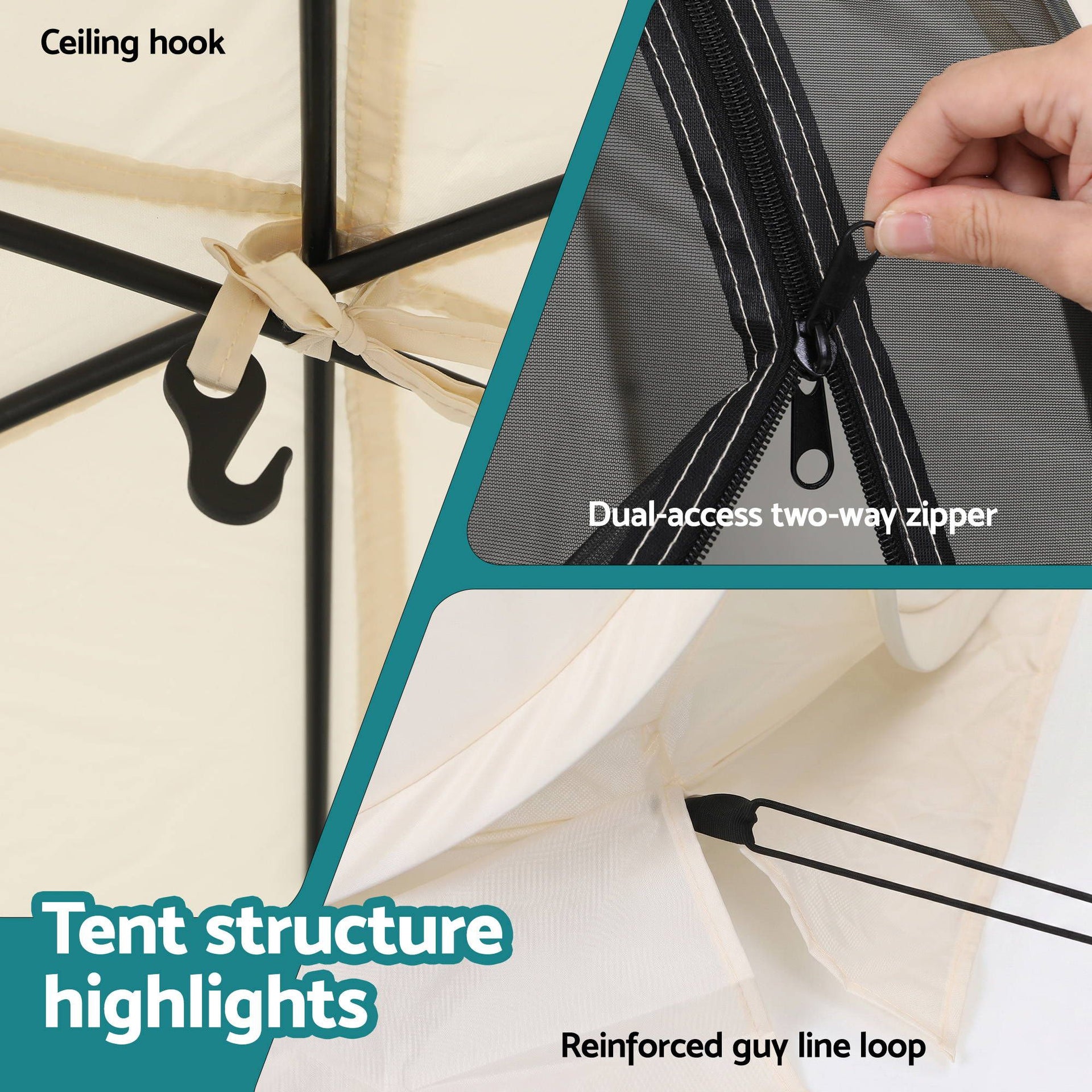 Instahut Gazebo Pop Up Tent 2.7x1.35m Outdoor Marquee Camping Screen 6 Sided Awezingly