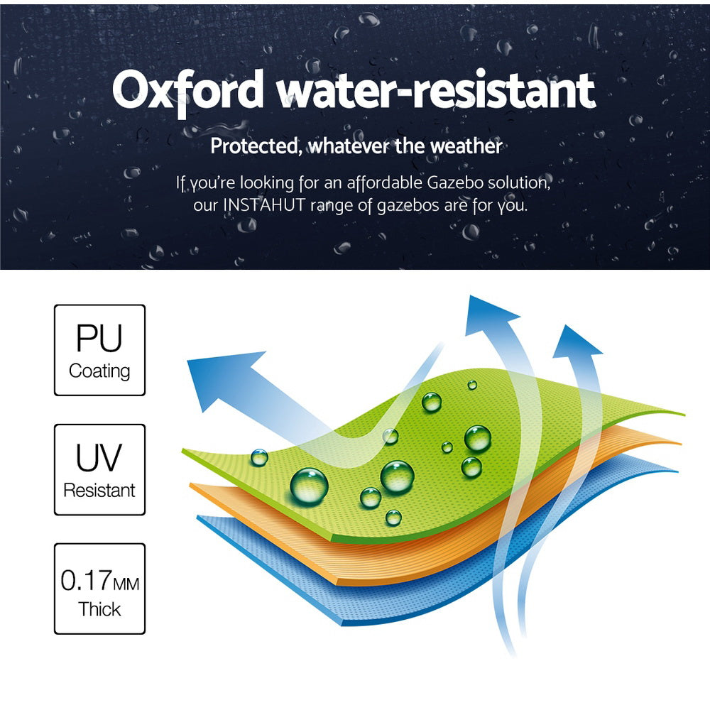 Instahut Gazebo Pop Up Marquee 3x3 Folding Tent Gazebos Camping 500D Oxford Navy Awezingly