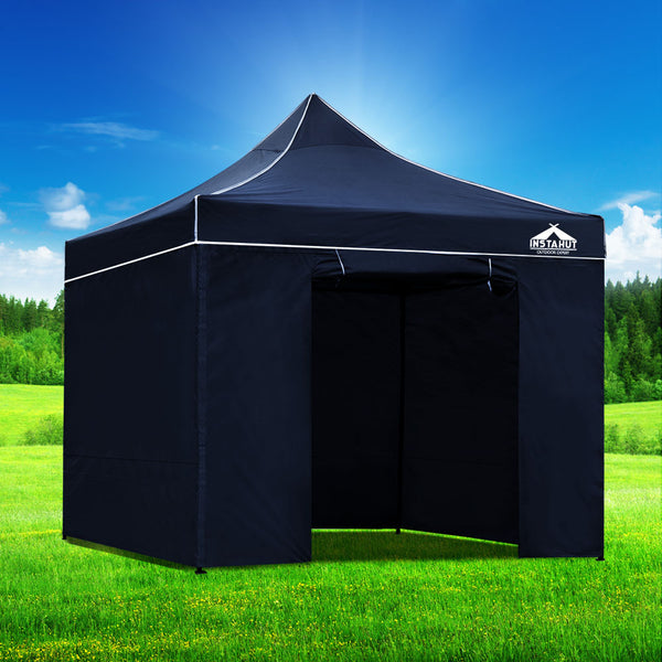 Instahut Gazebo Pop Up Marquee 3x3 Folding Tent Gazebos Camping 500D Oxford Navy Awezingly