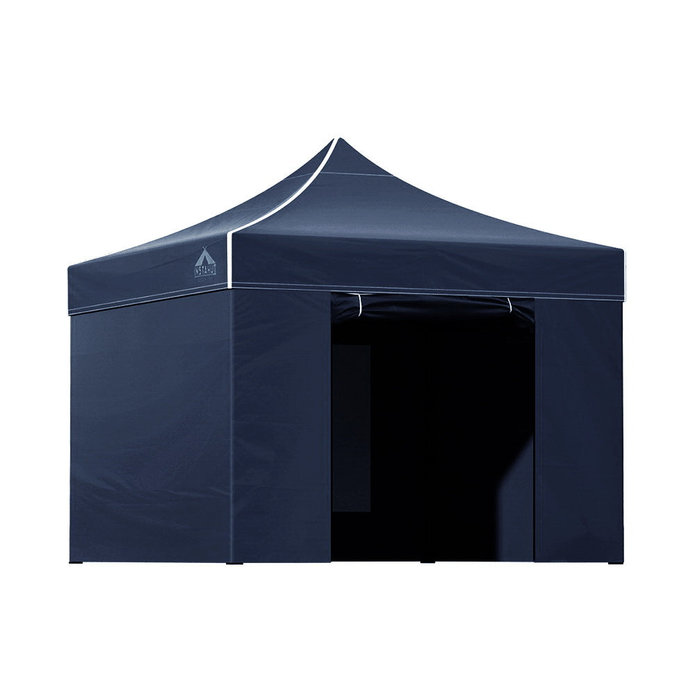 Instahut Gazebo Pop Up Marquee 3x3 Folding Tent Gazebos Camping 500D Oxford Navy Awezingly