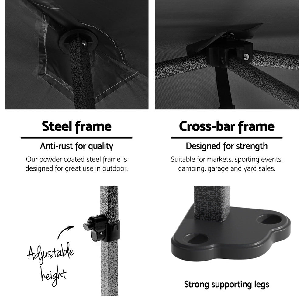 Instahut Gazebo Pop Up Marquee 3x4.5 Folding Tent Wedding Gazebos 500D Black Awezingly