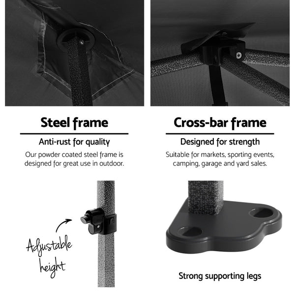 Instahut Gazebo Pop Up Marquee 3x4.5 Folding Tent Wedding Gazebos 500D Black Awezingly