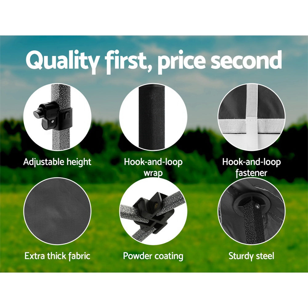 Instahut Gazebo Pop Up Marquee 3x4.5 Folding Tent Wedding Gazebos 500D Black Awezingly