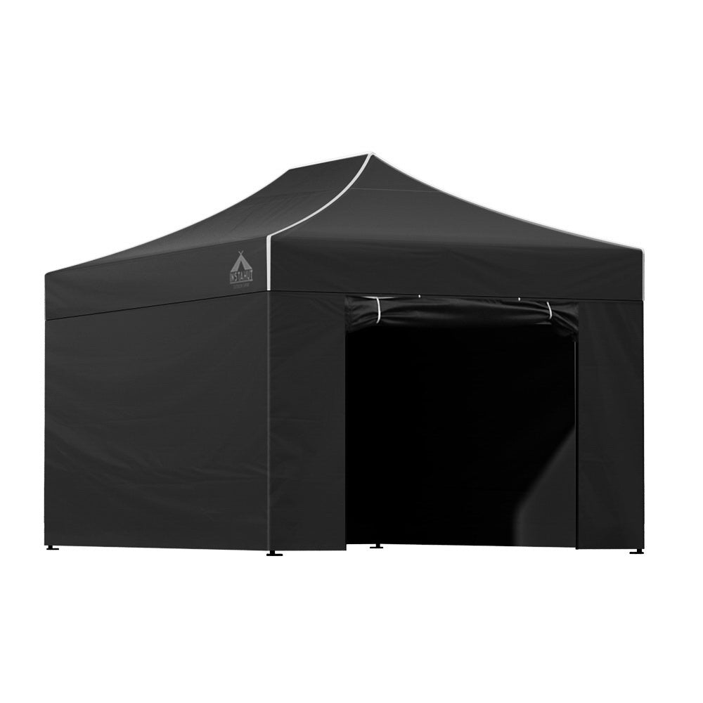 Instahut Gazebo Pop Up Marquee 3x4.5 Folding Tent Wedding Gazebos 500D Black Awezingly