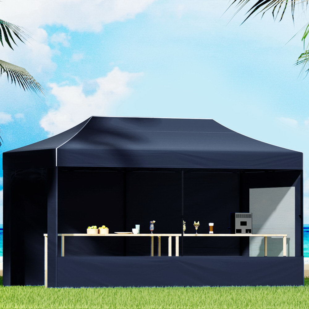 Instahut Gazebo Pop Up Marquee 3x6 Folding Tent Gazebos Camping 500D Oxford Navy Awezingly