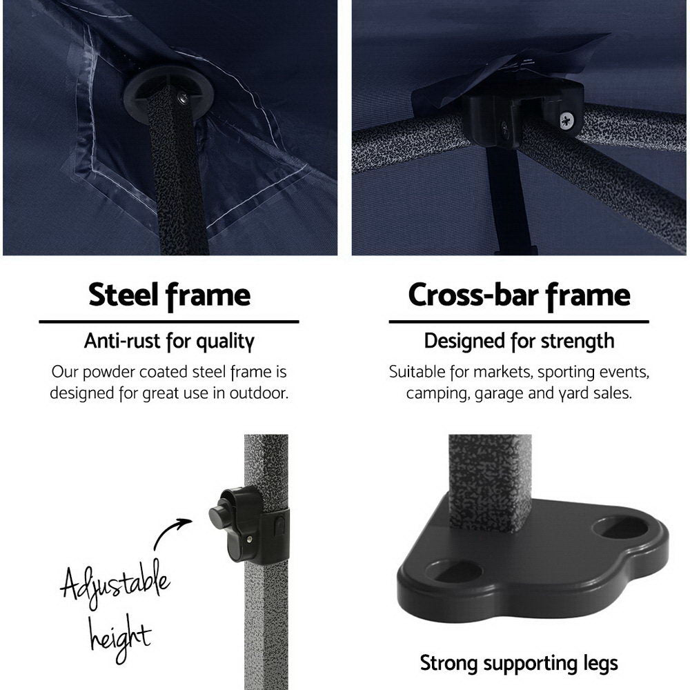 Instahut Gazebo Pop Up Marquee 3x6 Folding Tent Gazebos Camping 500D Oxford Navy Awezingly