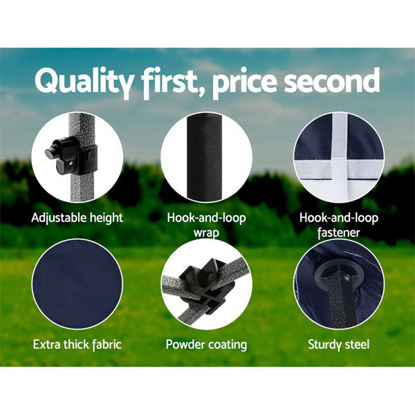 Instahut Gazebo Pop Up Marquee 3x6 Folding Tent Gazebos Camping 500D Oxford Navy Awezingly