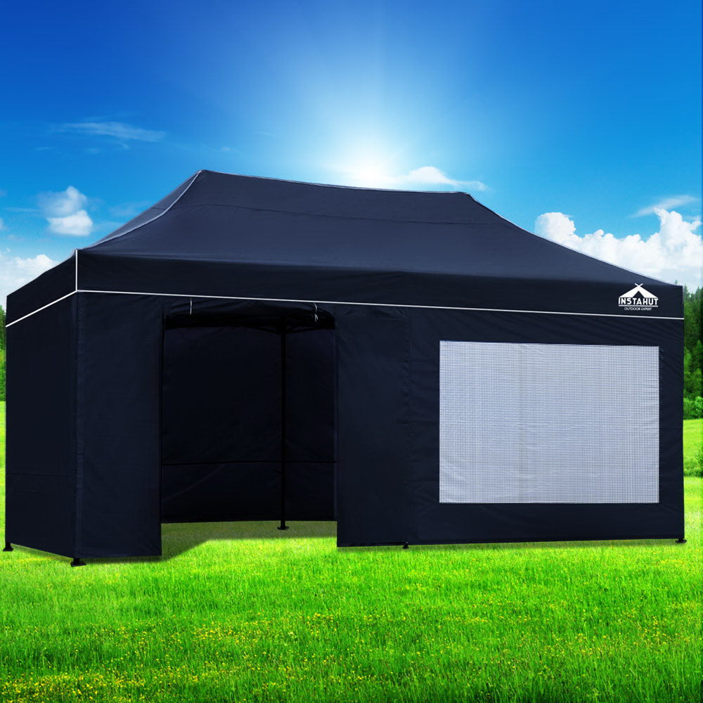 Instahut Gazebo Pop Up Marquee 3x6 Folding Tent Gazebos Camping 500D Oxford Navy Awezingly