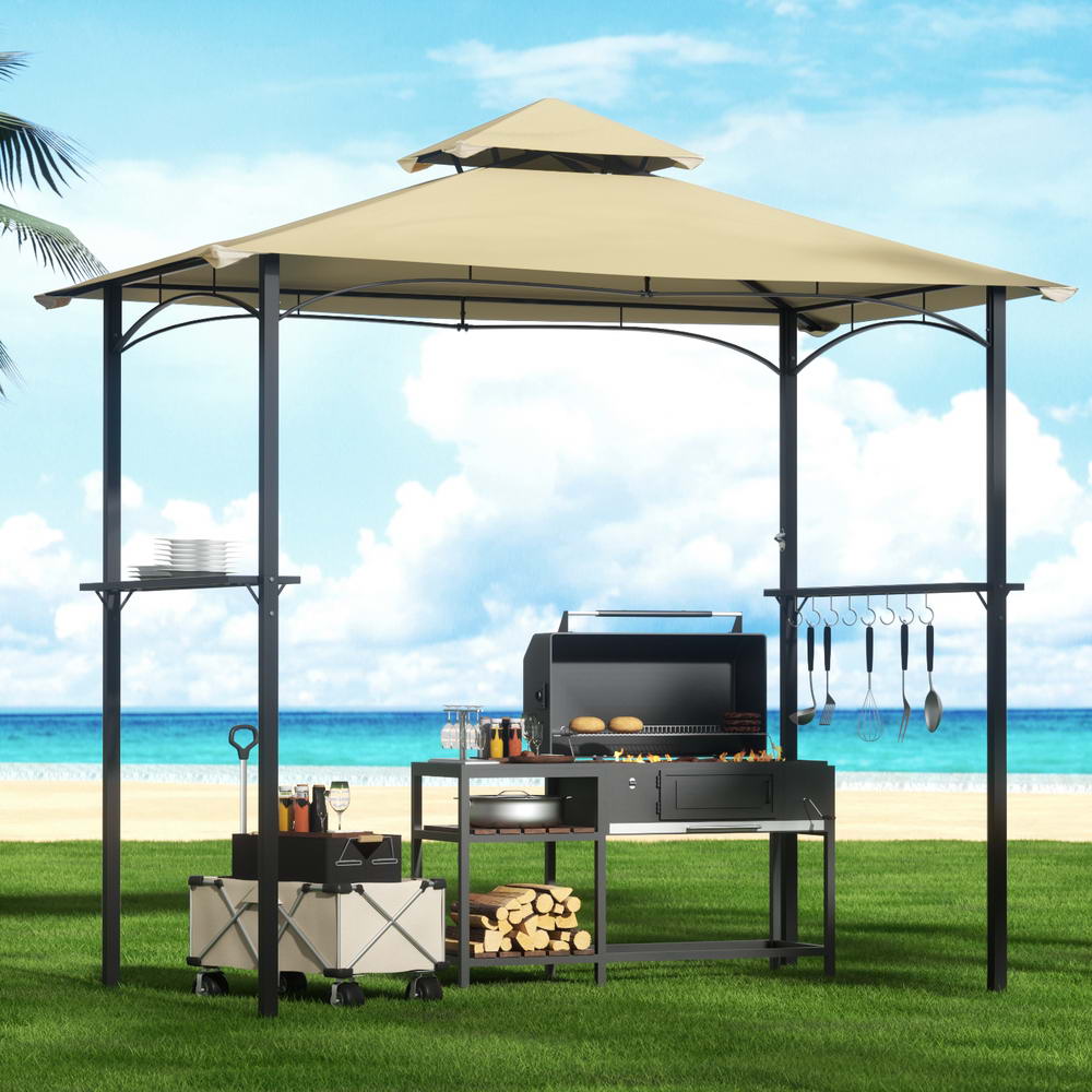 Instahut Gazebo Outdoor Patio Marquee BBQ Grill Shelter Garden Shade Hooks Beige Instahut
