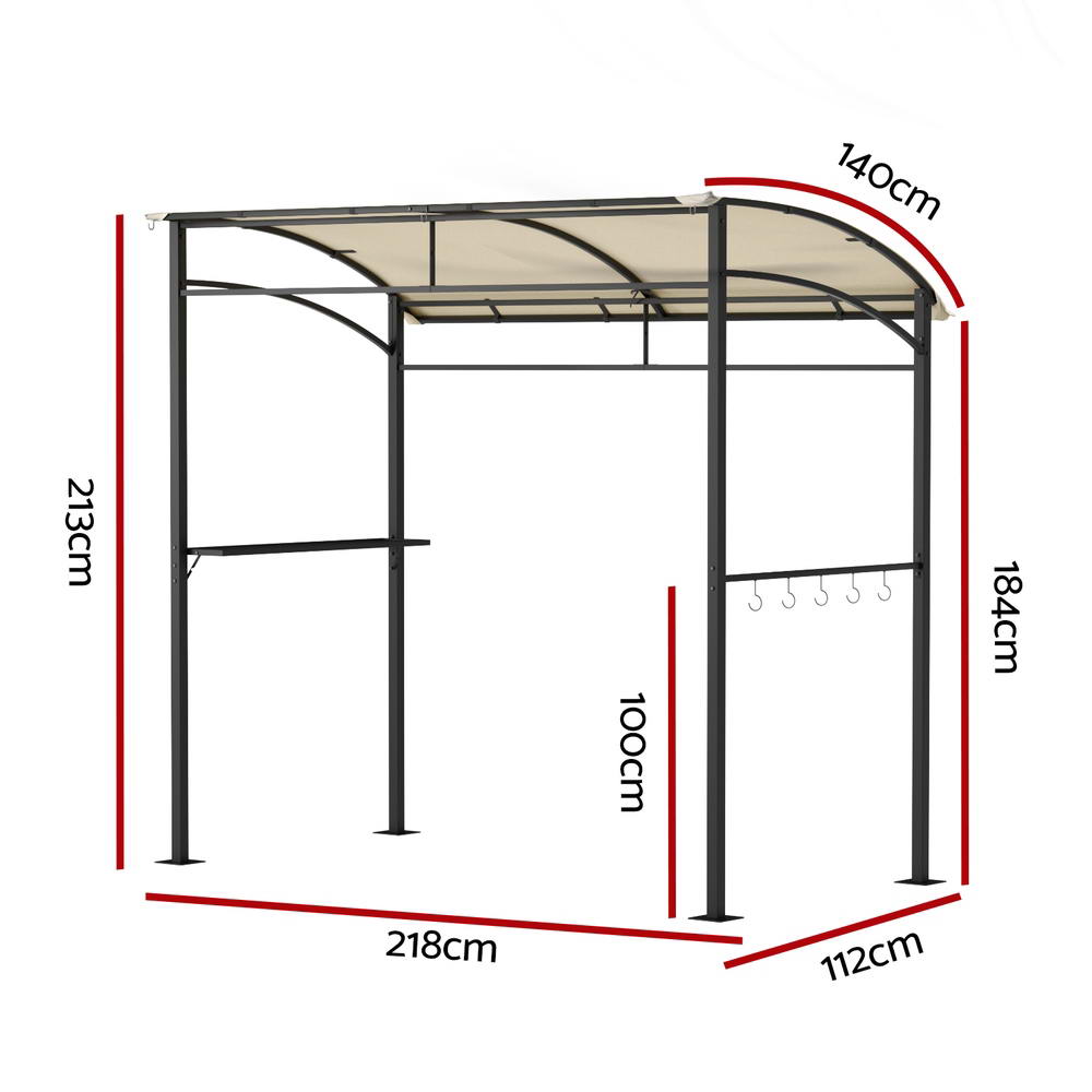 Instahut Gazebo Outdoor BBQ Grill Patio Garden Marquee Shade Shelter Shelf Hooks Beige Instahut
