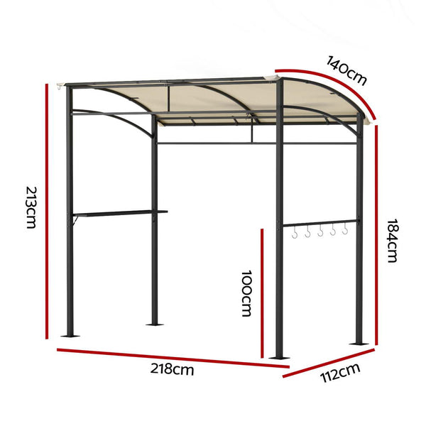 Instahut Gazebo Outdoor BBQ Grill Patio Garden Marquee Shade Shelter Shelf Hooks Beige Instahut