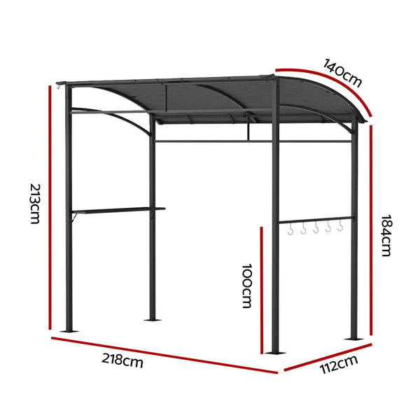 Instahut Gazebo Outdoor BBQ Grill Patio Garden Marquee Shade Shelter Shelf Hooks Grey Awezingly