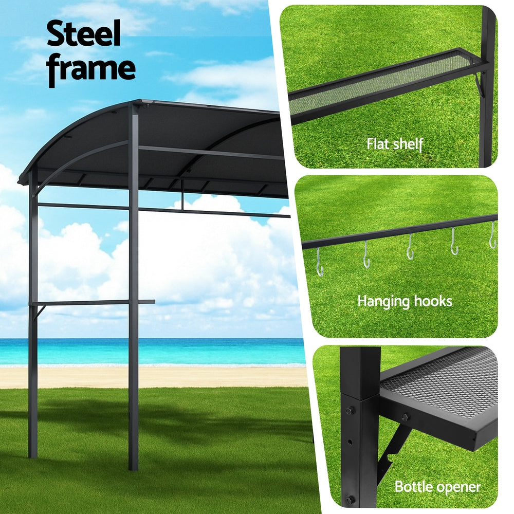 Instahut Gazebo Outdoor BBQ Grill Patio Garden Marquee Shade Shelter Shelf Hooks Grey Awezingly