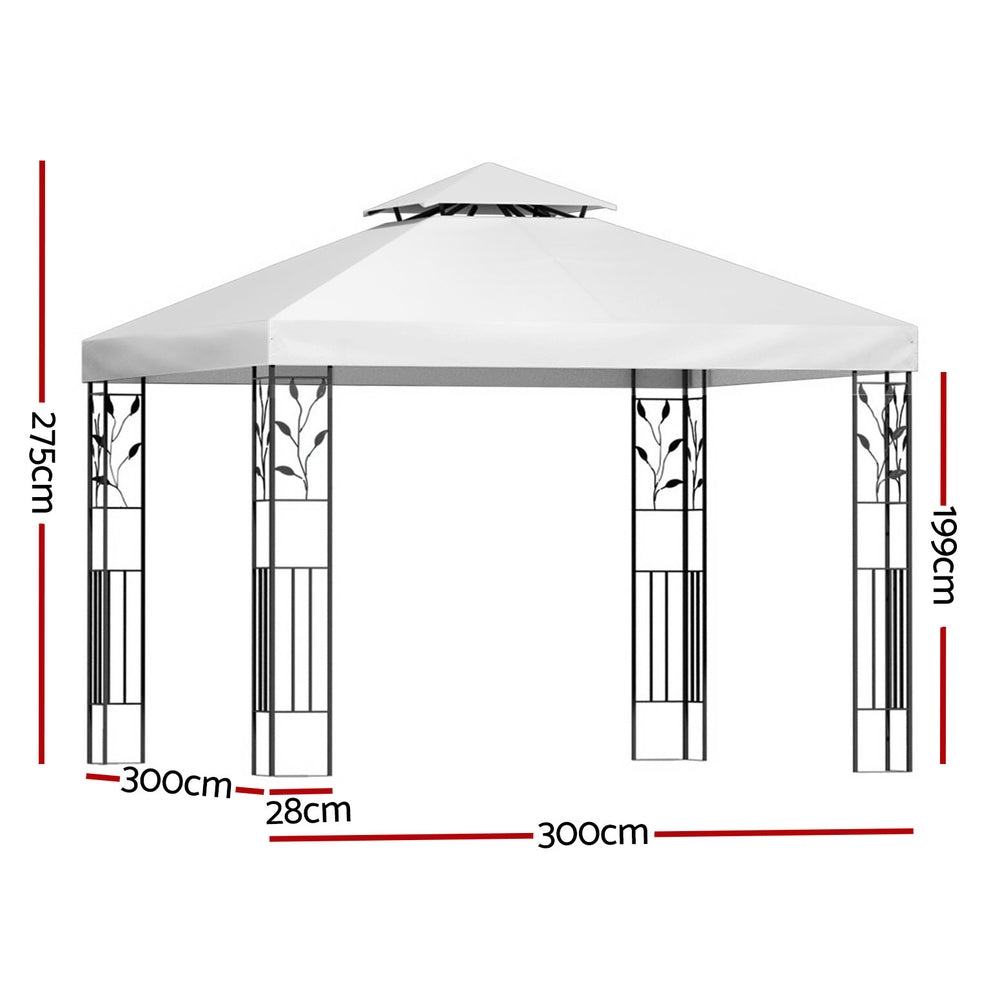 Instahut Gazebo 3x3m Marquee Outdoor Wedding Party Event Tent Home Iron Art Shade White Instahut