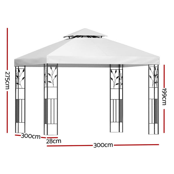 Instahut Gazebo 3x3m Marquee Outdoor Wedding Party Event Tent Home Iron Art Shade White Instahut