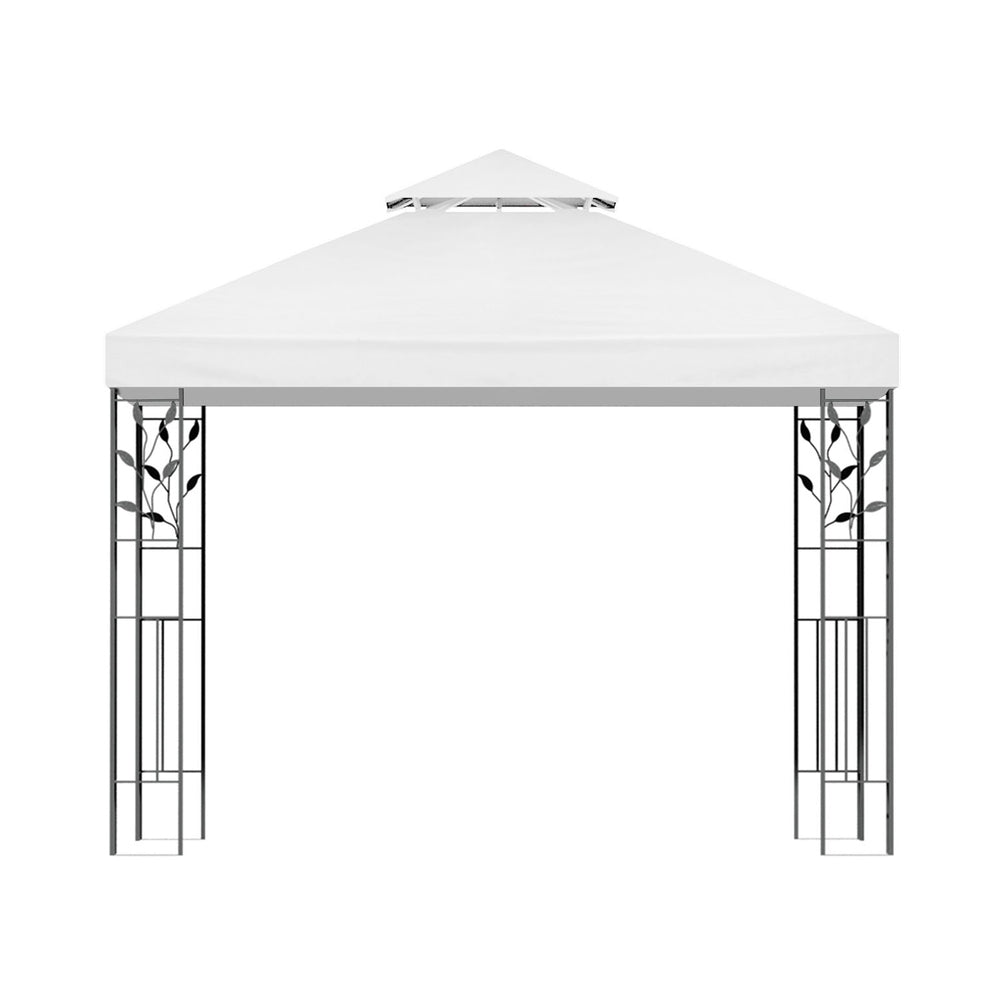 Instahut Gazebo 3x3m Marquee Outdoor Wedding Party Event Tent Home Iron Art Shade White Instahut