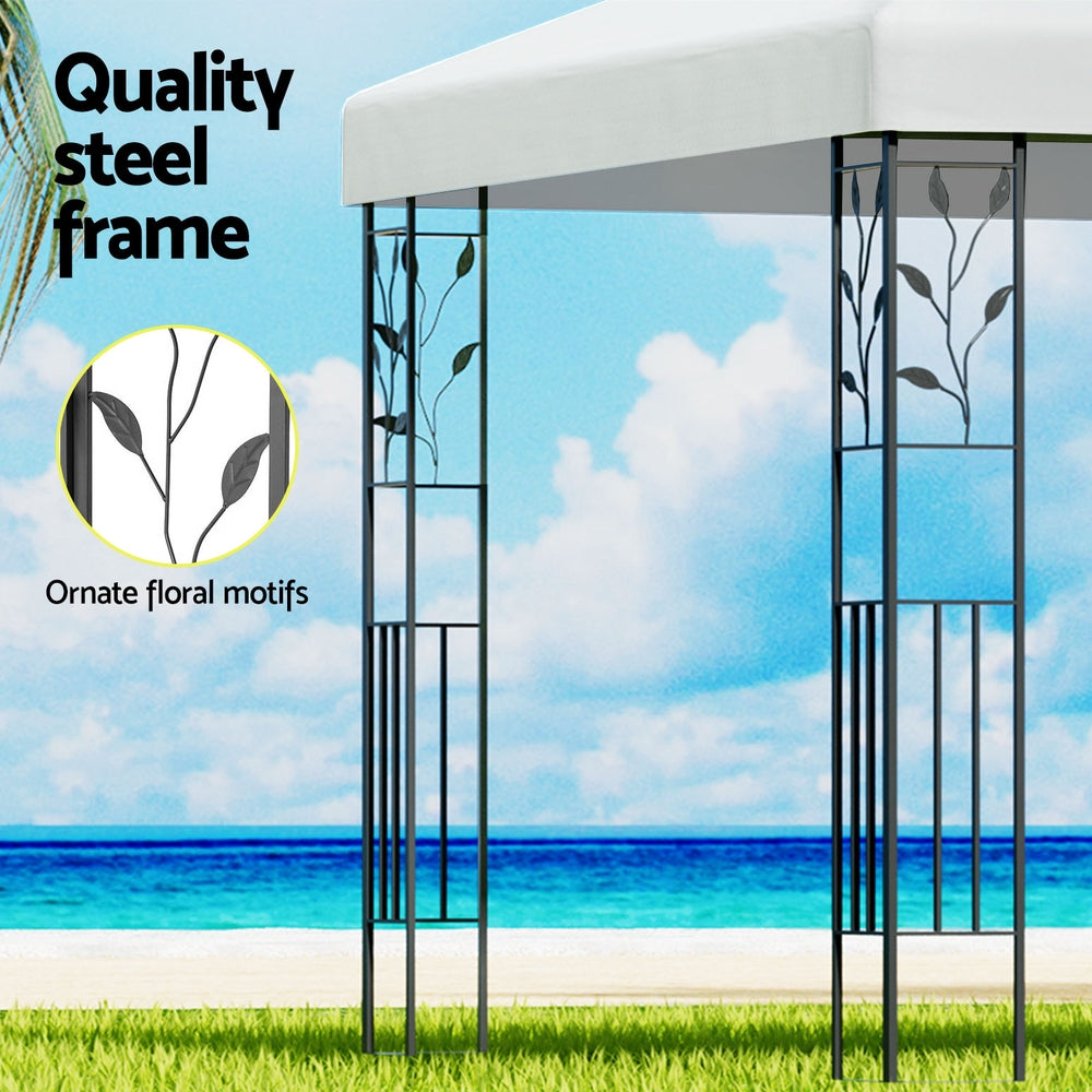 Instahut Gazebo 3x3m Marquee Outdoor Wedding Party Event Tent Home Iron Art Shade White Instahut