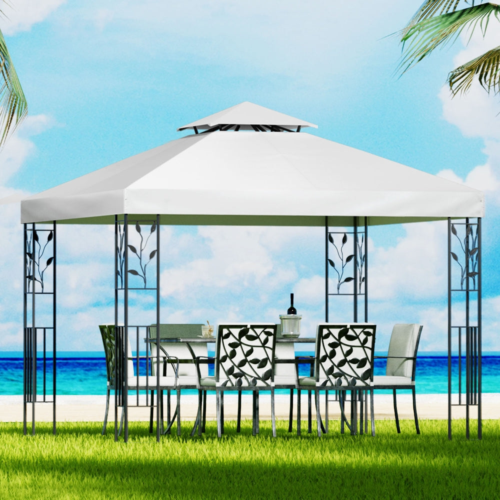 Instahut Gazebo 3x3m Marquee Outdoor Wedding Party Event Tent Home Iron Art Shade White Instahut