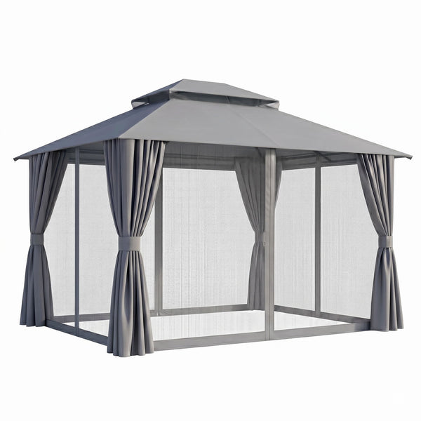 Instahut Gazebo 3x3m Canopy Outdoor Steel Frame Patio Tent Curtains Marquee Grey instahut