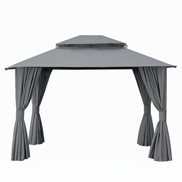 Instahut Gazebo 3x3m Canopy Outdoor Steel Frame Patio Tent Curtains Marquee Grey instahut