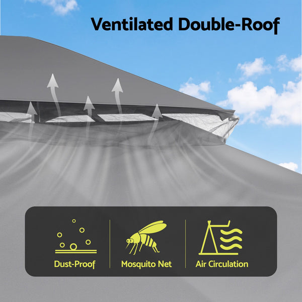 Instahut Gazebo 3x3m Canopy Outdoor Steel Frame Patio Tent Curtains Marquee Grey instahut