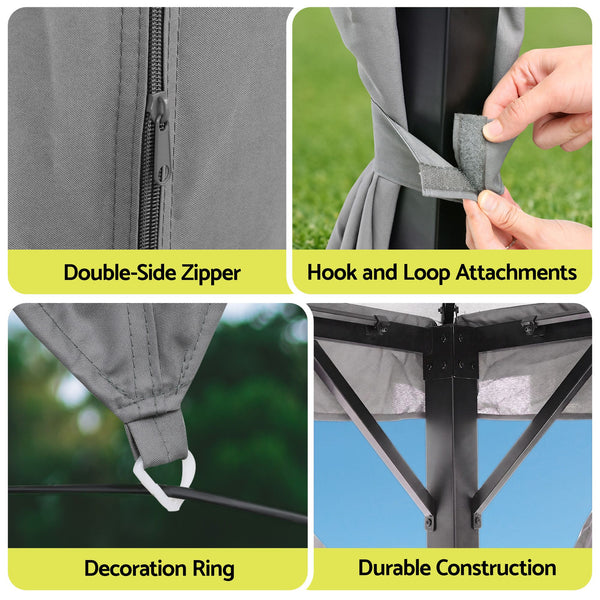 Instahut Gazebo 3x3m Canopy Outdoor Steel Frame Patio Tent Curtains Marquee Grey instahut