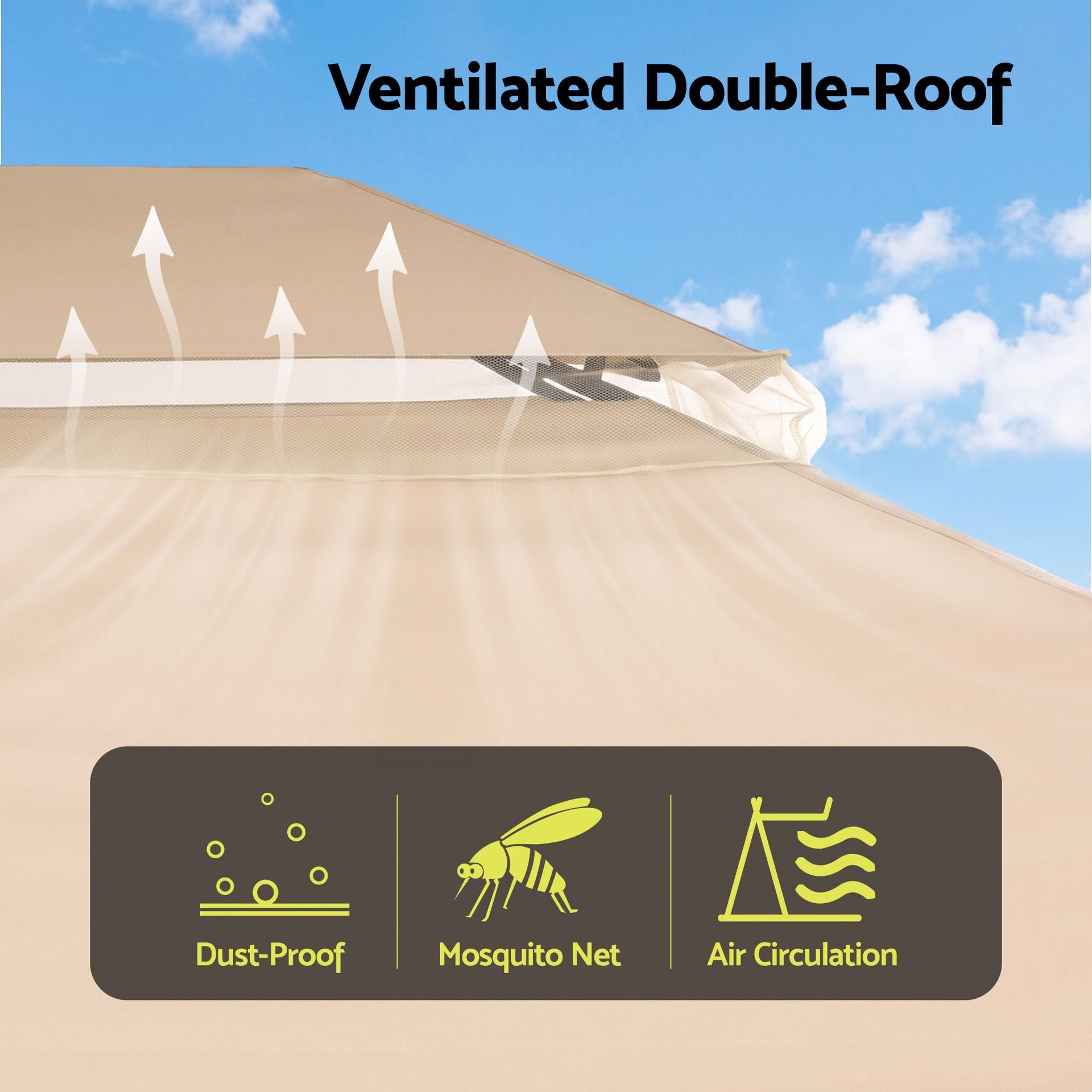 Instahut Gazebo 3x4m Canopy Outdoor Steel Frame Patio Tent Curtains Marquee Beige instahut