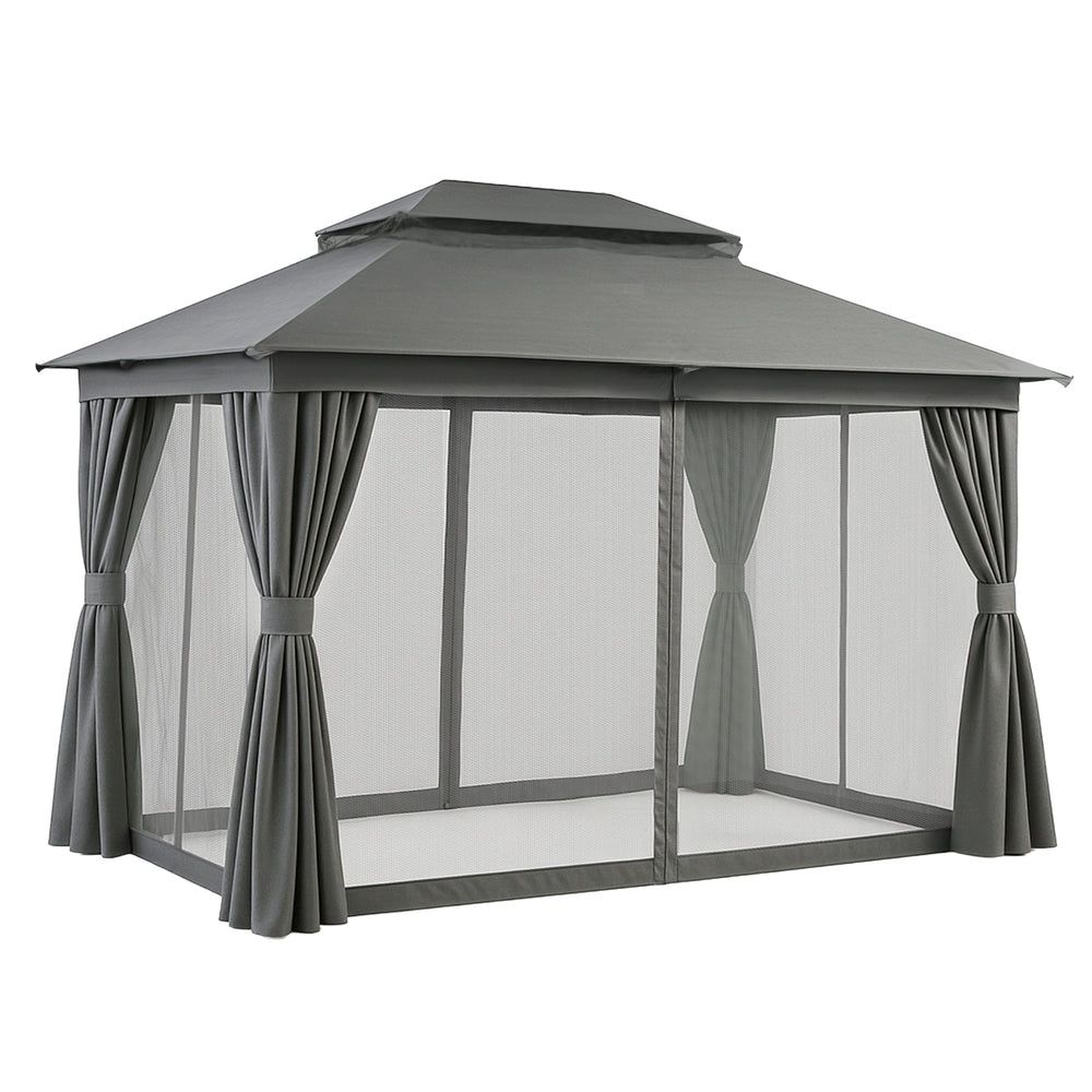 Instahut Gazebo 3x4m Canopy Outdoor Steel Frame Patio Tent Curtains Marquee Grey Awezingly