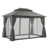 Instahut Gazebo 3x4m Canopy Outdoor Steel Frame Patio Tent Curtains Marquee Grey