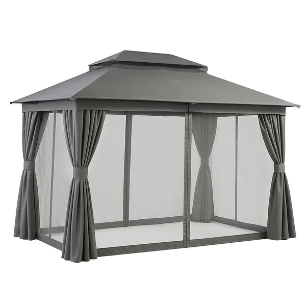 Instahut Gazebo 3x4m Canopy Outdoor Steel Frame Patio Tent Curtains Marquee Grey Awezingly