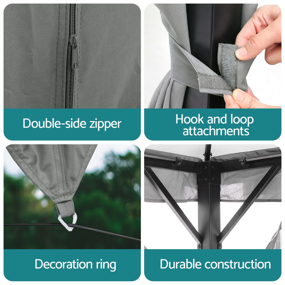 Instahut Gazebo 3x4m Canopy Outdoor Steel Frame Patio Tent Curtains Marquee Grey Awezingly