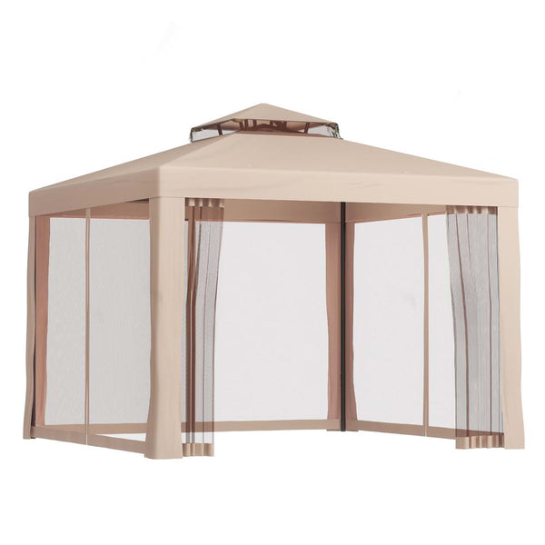 Instahut Gazebo Marquee 3m Outdoor Event Tent Camping Party Mesh Wall Canopy Brown Instahut
