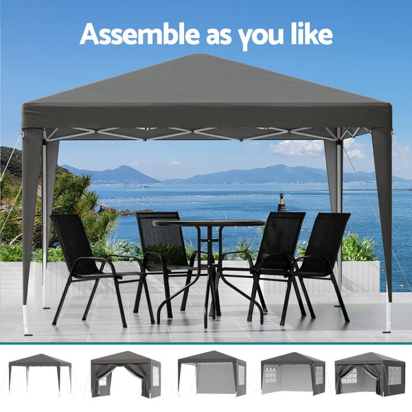 Instahut Gazebo 3x3 Pop Up Marquee Folding Tent Wedding Gazebos Camping Outdoor Shade Canopy Gray Awezingly