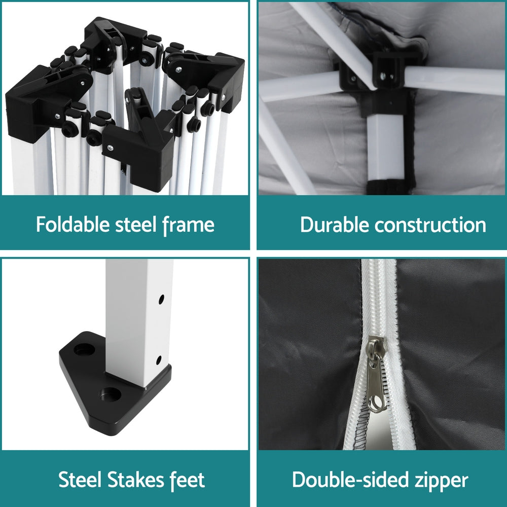 Instahut Gazebo 3x3 Pop Up Marquee Folding Tent Wedding Gazebos Camping Outdoor Shade Canopy Gray Awezingly