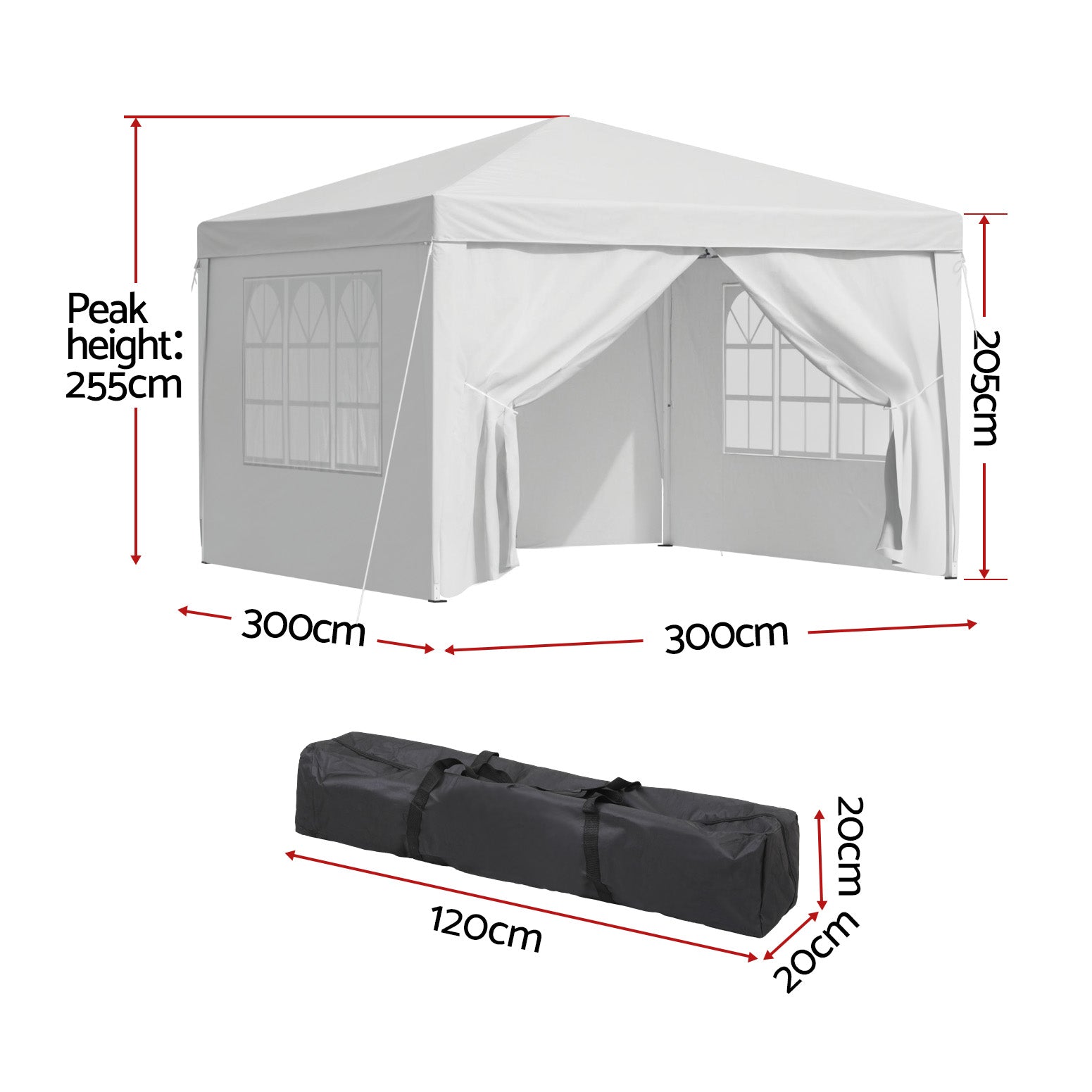 Instahut Gazebo 3x3 Pop Up Marquee Folding Tent Wedding Gazebos Camping Outdoor Canopy White Awezingly